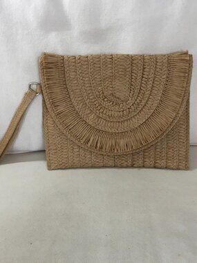 Straw Envelope Clutch Tan Purse NWOT